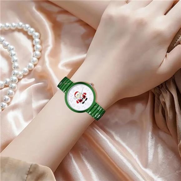 Blekon Christmas Theme Women Watch Large 38mm White Face Stretch Band Watches main image 7
